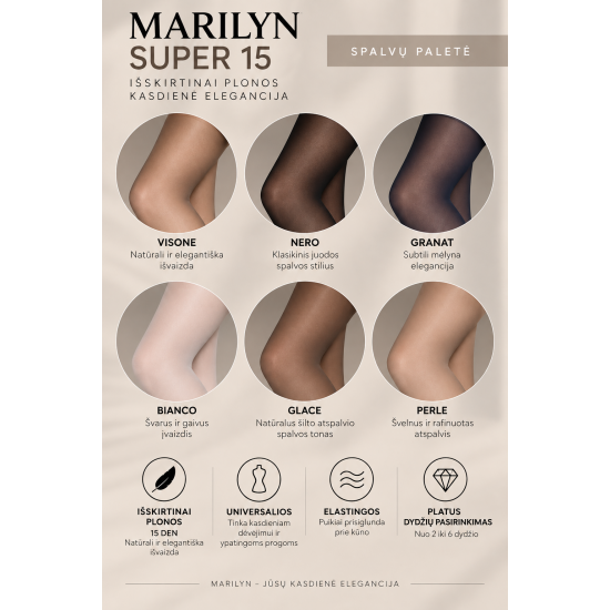 MARILYN SUPER 15 eriti õhukesed naiste sukkpüksid 15 DEN